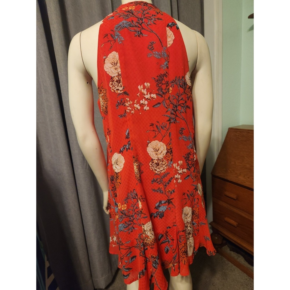 Miss Me Fairy Whimsy Red Floral Sleeveless Ruffled Mini Dress Flowy Lined SZ M - Picture 5 of 9